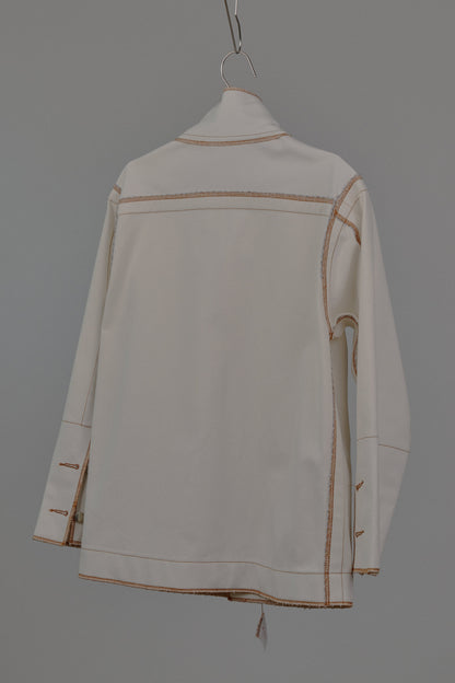 Denis Biker Jacket in Cream Canvas